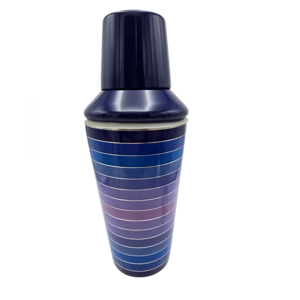 Jonathan Adler X Fab Fit Fun Scala Cocktail Shaker Purple & Blue Stripes 18.4 oz